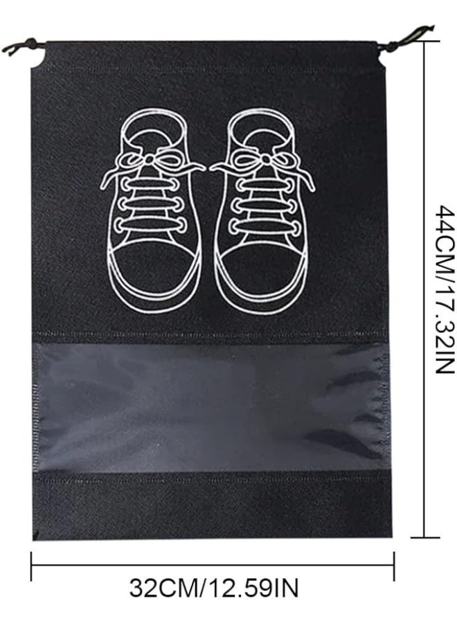 Non Woven Drawstring Shoe Bags Portable Travel Shoe Storage Pouch Transparent Dustproof Organizer for Home Bedroom Multiset Moisture Proof Shoe Covers - Image 5